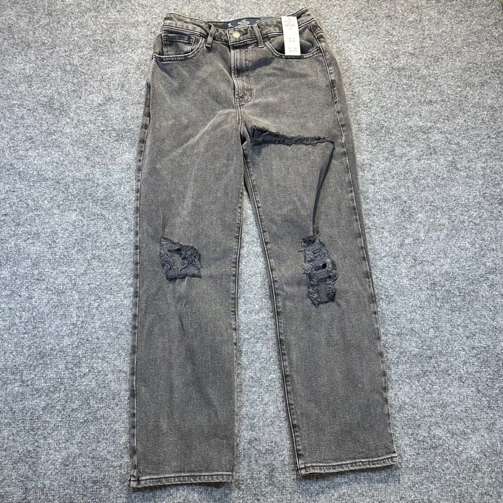 Hollister Vintage Straight Jeans Womens 5R 27 Grey Distressed Grunge Edgy